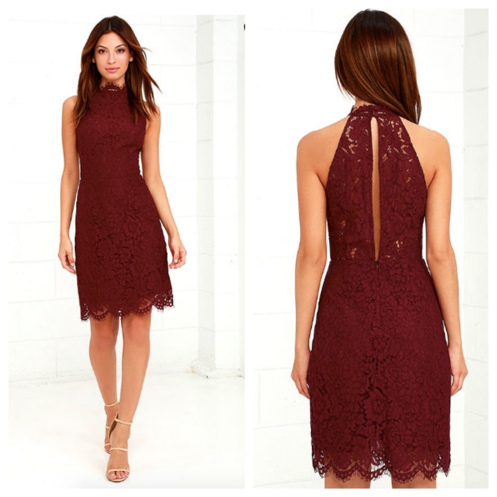 NWT BB Dakota Cara Burgundy Lace Dress